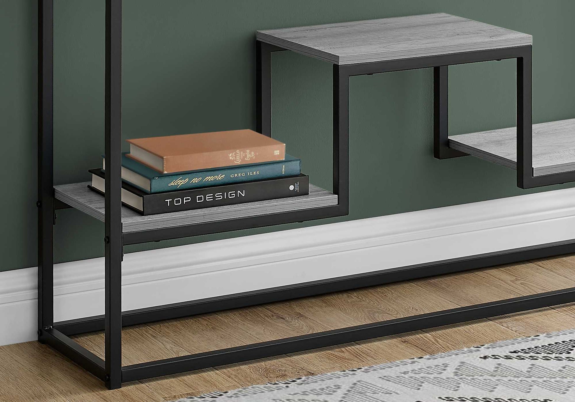 HomeRoots 48" Frame Console Table With Storage in Gray and Black Finish