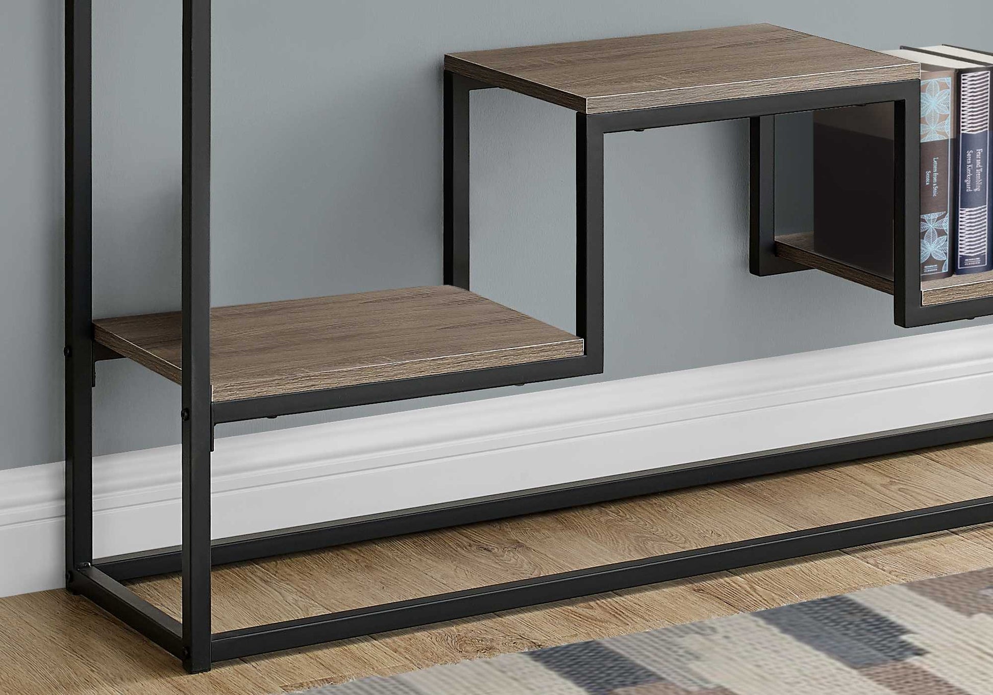 HomeRoots 48" Frame Console Table With Storage in Taupe and Black Finish