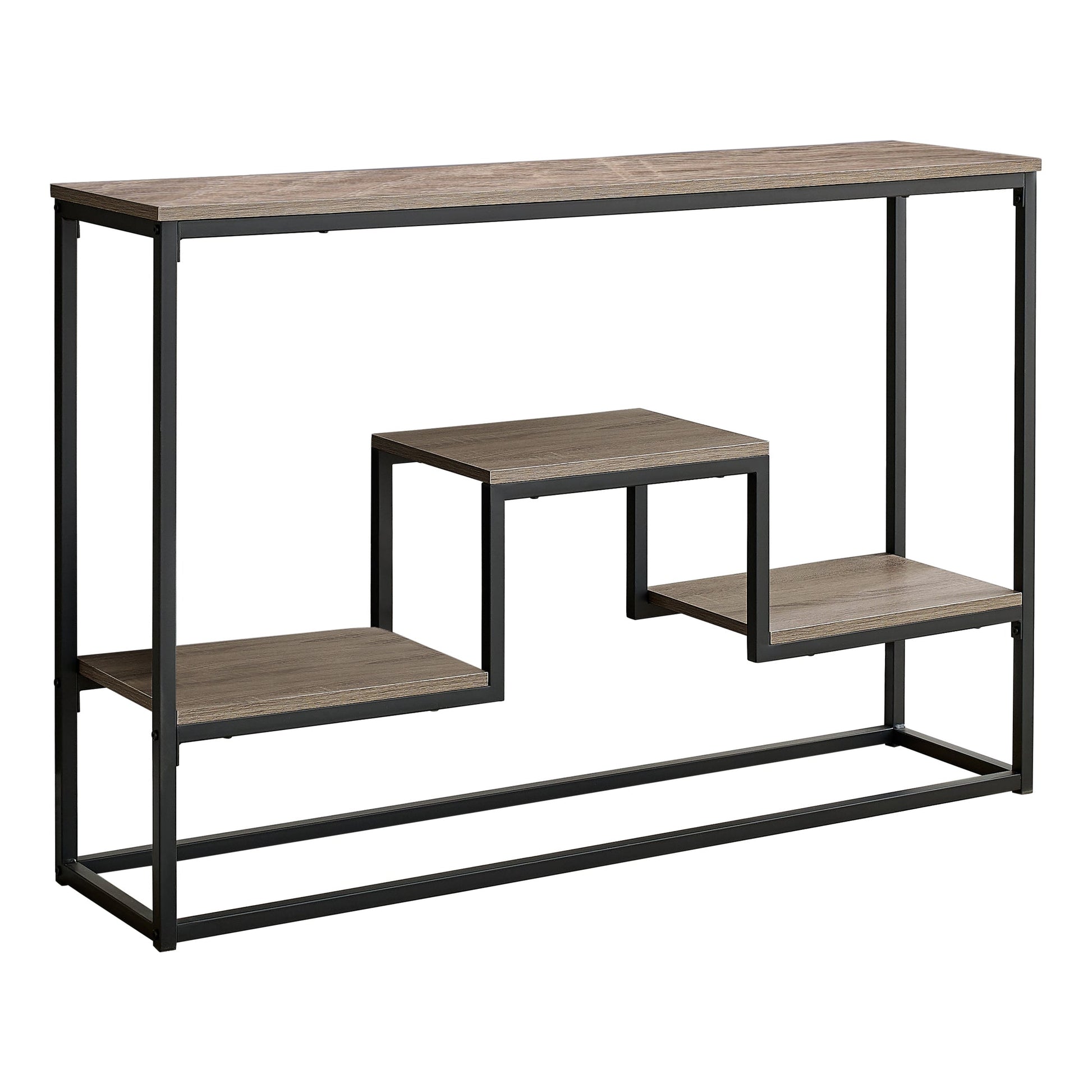 HomeRoots 48" Frame Console Table With Storage in Taupe and Black Finish