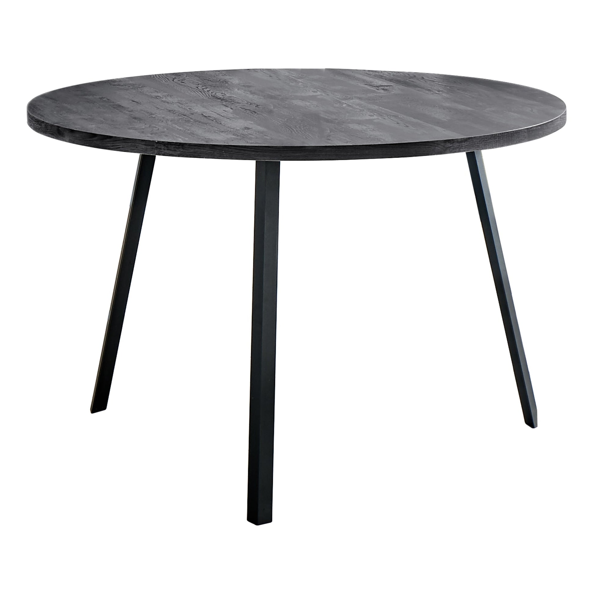 HomeRoots 48" Round Dining Room Table With Black Reclaimed Wood And Black Metal