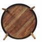 HomeRoots 48" Round Natural Acacia And Mid Century Black Dining Table