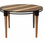 HomeRoots 48" Round Natural Acacia And Mid Century Black Dining Table