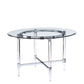 HomeRoots 48" Striking Round Acrylic Dining Table With Glass Top