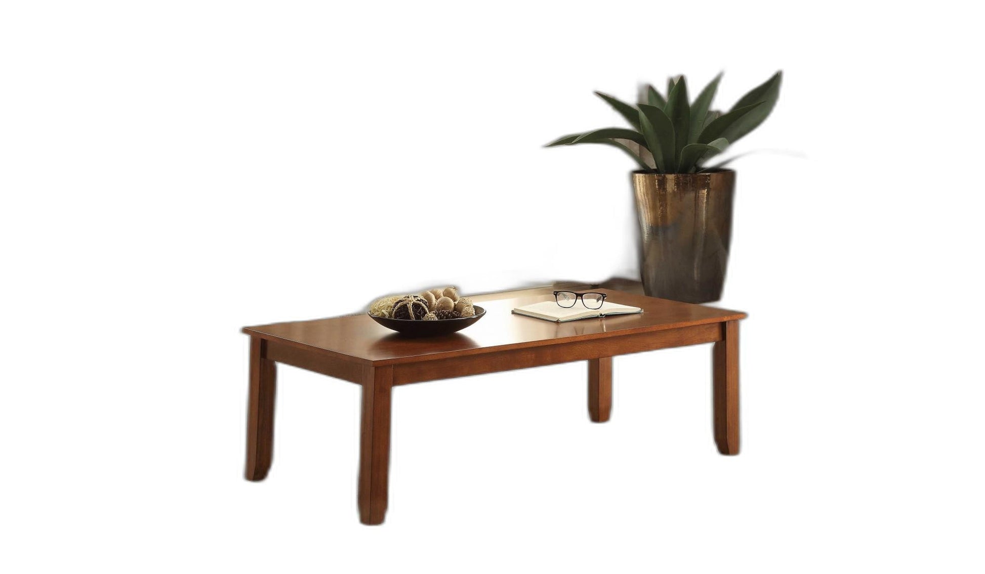 HomeRoots 48" x 24" x 16" 3-Piece Cherry Coffee And End Table Set