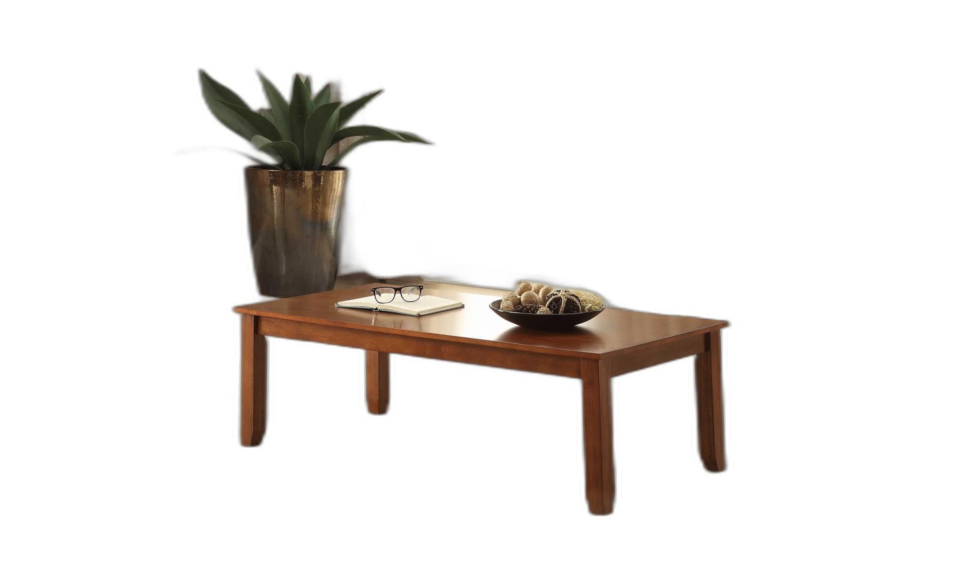 HomeRoots 48" x 24" x 16" 3-Piece Cherry Coffee And End Table Set