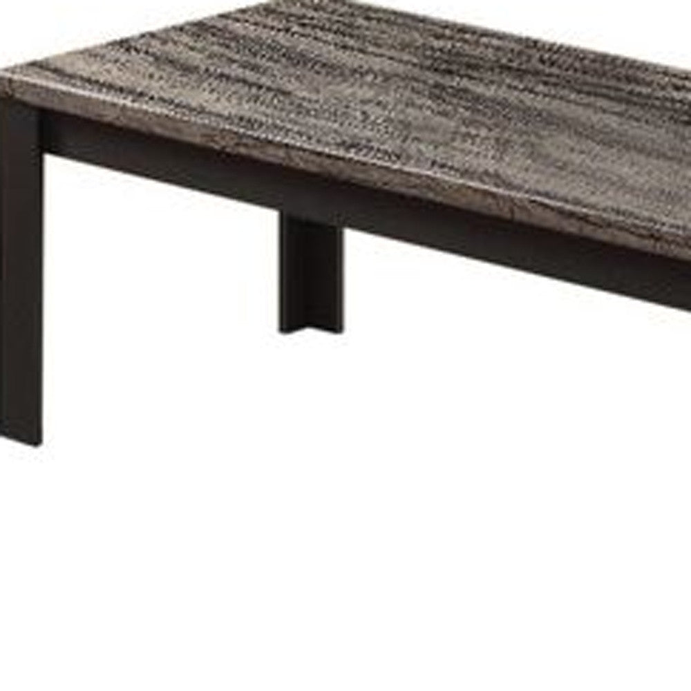 HomeRoots 48" x 24" x 18" Faux Marble And Black Pack Coffee And End Table in Set of Two