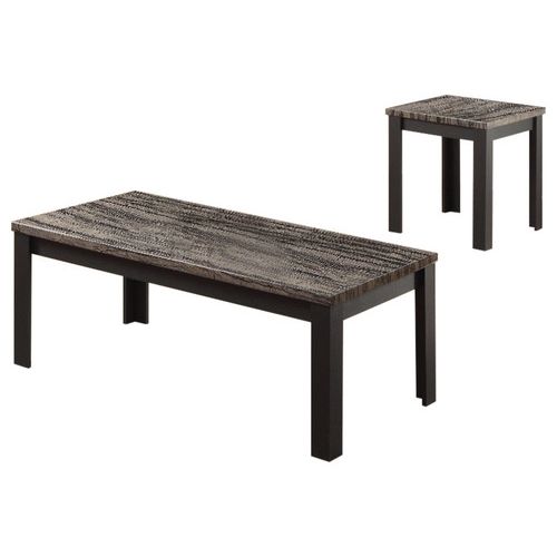 HomeRoots 48" x 24" x 18" Faux Marble And Black Pack Coffee And End Table in Set of Two