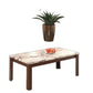 HomeRoots 48" x 24" x 18" Faux Marble And Cherry Coffee And End Table in Set of Three