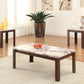 HomeRoots 48" x 24" x 18" Faux Marble And Cherry Coffee And End Table in Set of Three