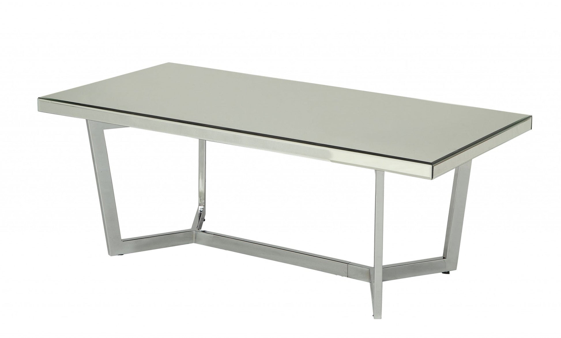 HomeRoots 48" x 24" x 18" Mirrored And Chrome Coffee Table