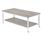HomeRoots 48' x 24' x 19' Gray Oak And Chrome Metal Tube Coffee Table