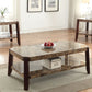 HomeRoots 48" x 26" x 18" Faux Marble And Brown Coffee Table