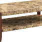 HomeRoots 48" x 26" x 18" Faux Marble And Brown Coffee Table