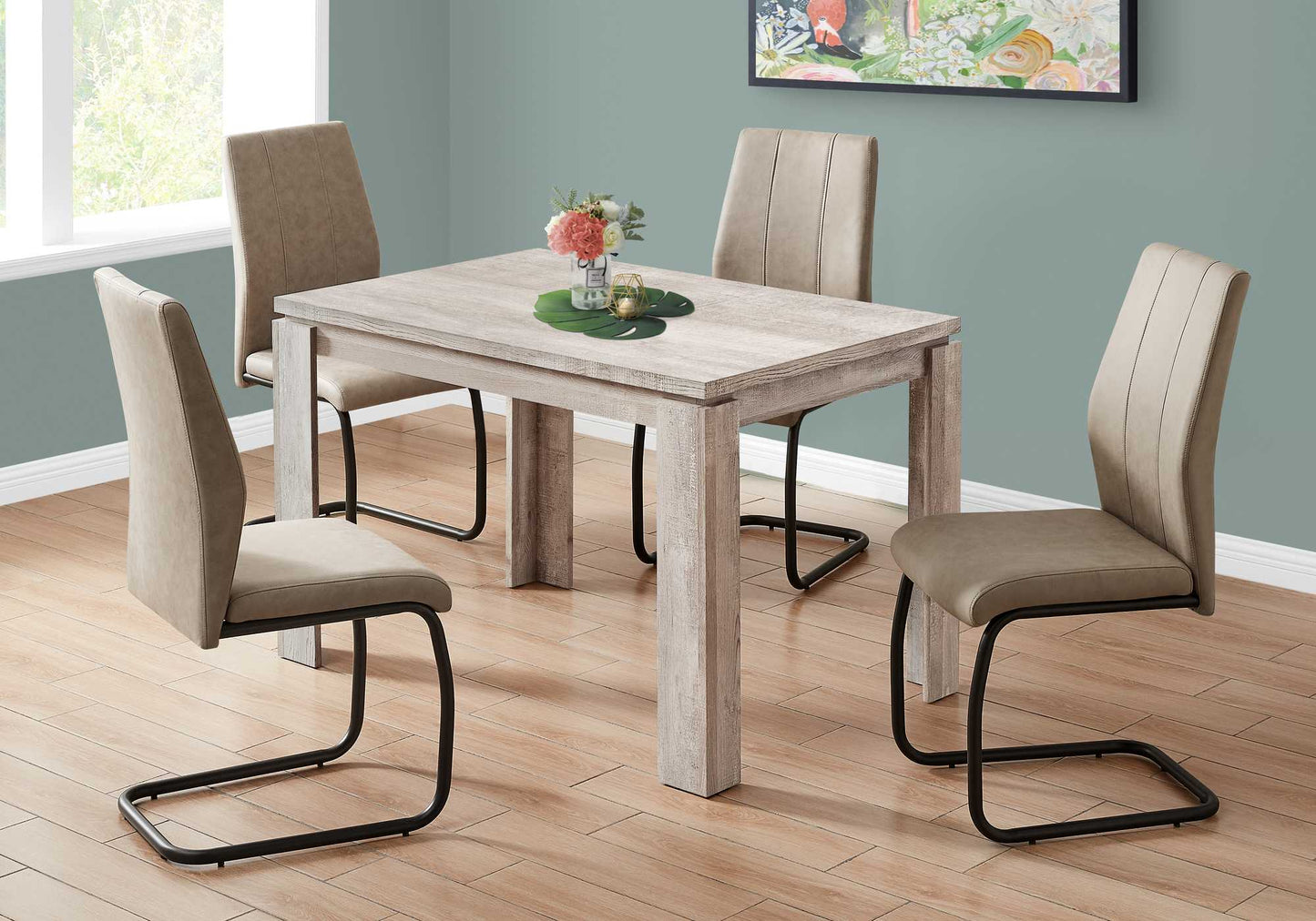 HomeRoots 48" x 32" x 30.5 " Taupe Reclaimed Wood-Look Dining Table