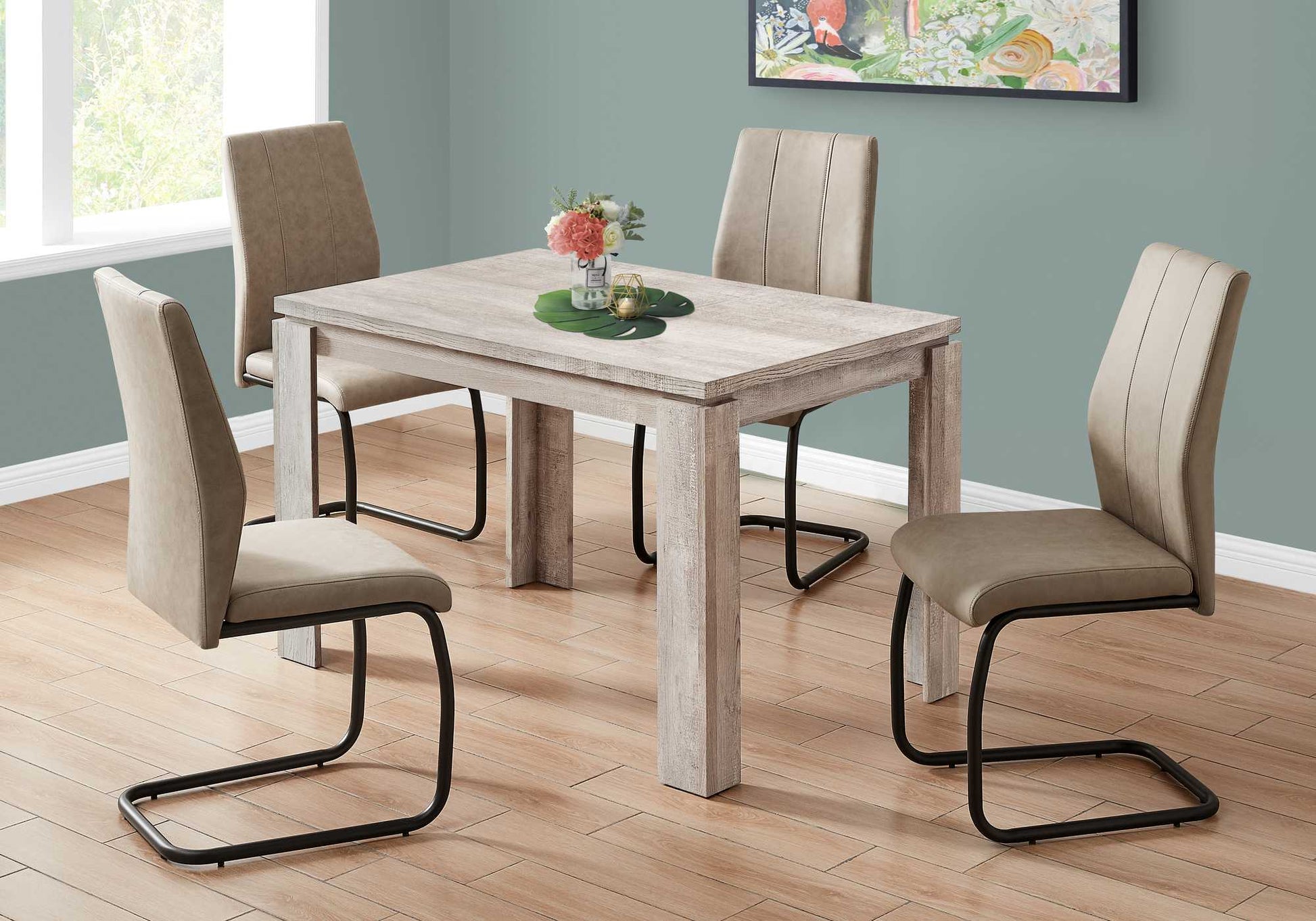 HomeRoots 48" x 32" x 30.5 " Taupe Reclaimed Wood-Look Dining Table