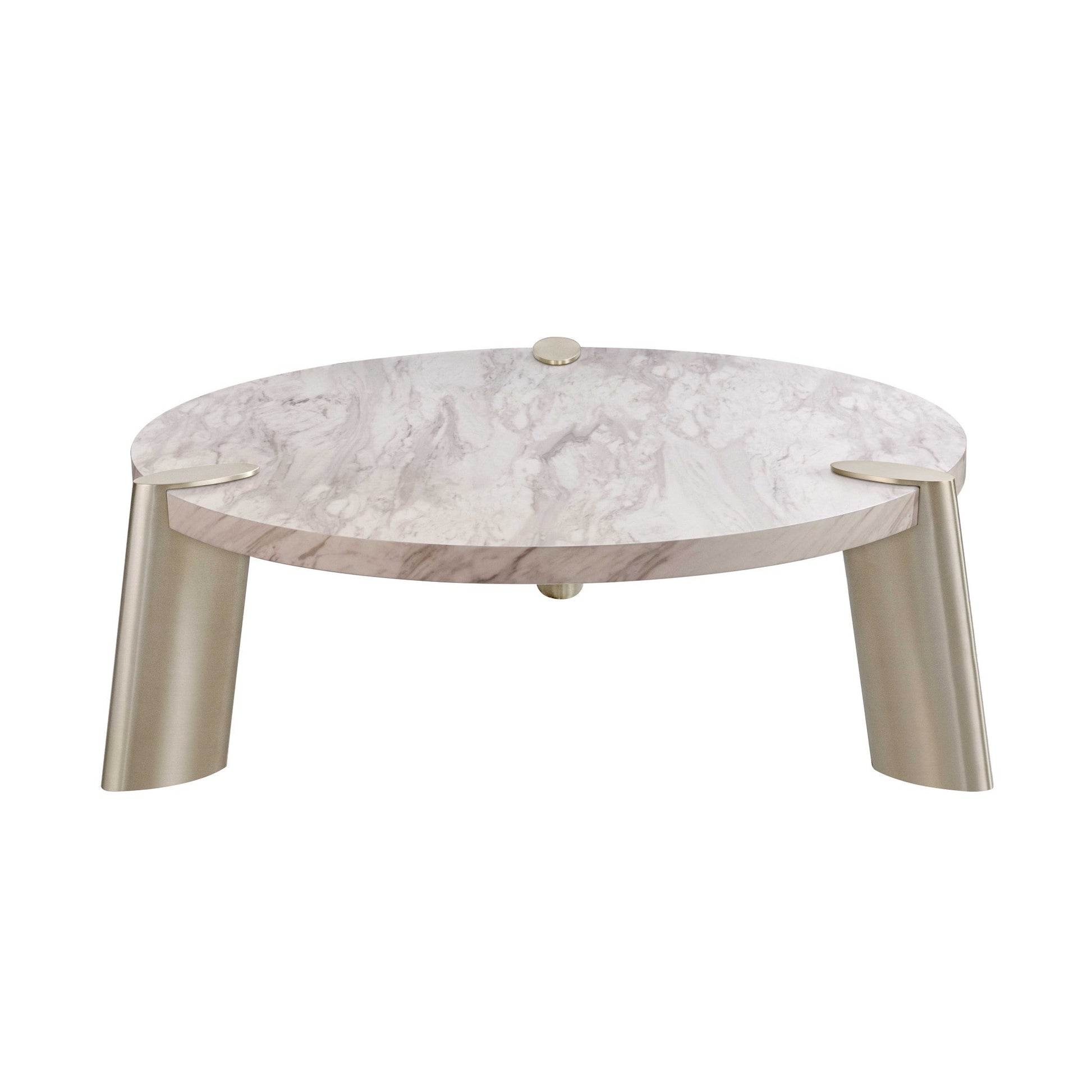 HomeRoots 48 x 48 x 17 White Marble Coffee Table