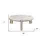 HomeRoots 48 x 48 x 17 White Marble Coffee Table