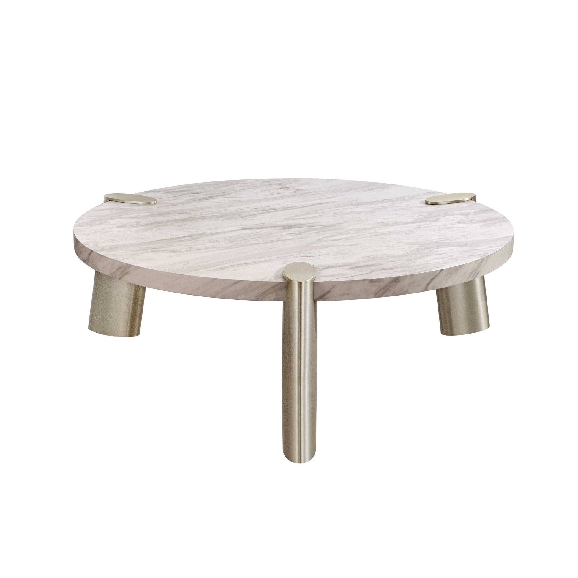 HomeRoots 48 x 48 x 17 White Marble Coffee Table