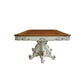 HomeRoots 49" x 120" x 31" Wood Poly-Resin Dining Table With Double Pedestal in Antique Pearl and Cherry Oak Finish