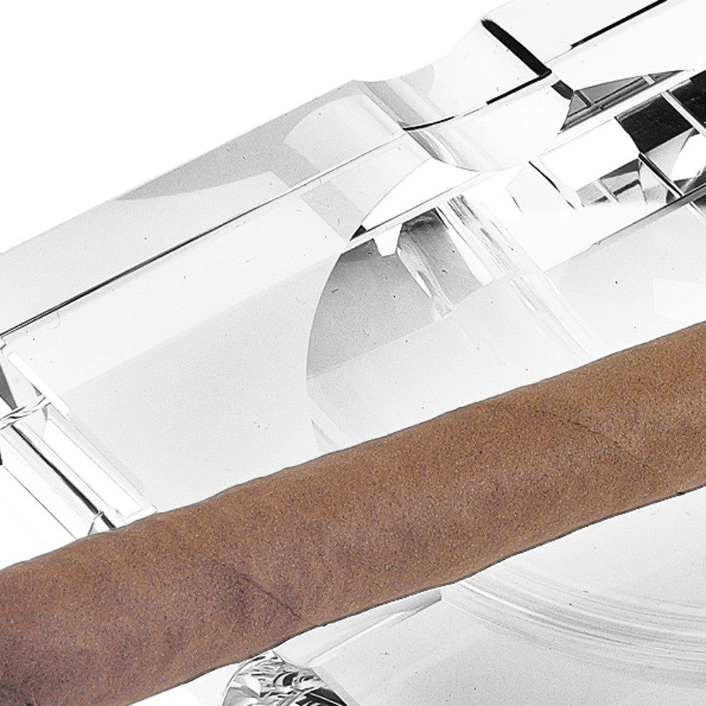 HomeRoots 5" Hand Crafted Square Crystal Cigar Ash Tray in Clear Finish