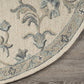 HomeRoots 5' Round Beige and Blue Filigree Area Rug