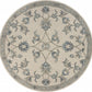 HomeRoots 5' Round Beige and Blue Filigree Area Rug