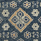 HomeRoots 5' Round Blue Bordered Floral Motifs Area Rug