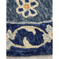 HomeRoots 5' Round Blue Bordered Floral Motifs Area Rug