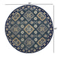 HomeRoots 5' Round Blue Bordered Floral Motifs Area Rug
