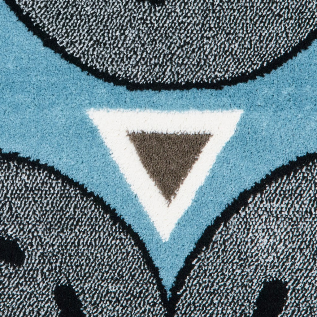 HomeRoots 5' Round Blue Imaginative Racetrack Area Rug