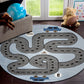 HomeRoots 5' Round Blue Imaginative Racetrack Area Rug