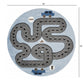 HomeRoots 5' Round Blue Imaginative Racetrack Area Rug