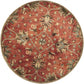 HomeRoots 5' Round Blue or Sage Tropical Leaves Indoor Area Rug