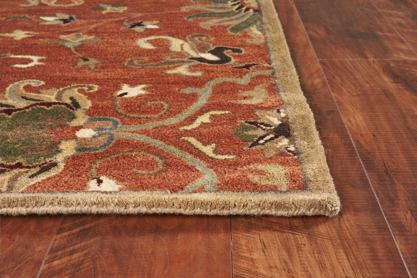 HomeRoots 5' Round Blue or Sage Tropical Leaves Indoor Area Rug