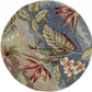 HomeRoots 5' Round Blue or Sage Tropical Leaves Indoor Area Rug