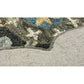 HomeRoots 5' Round Gray Border Floral Medallion Area Rug