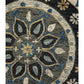 HomeRoots 5' Round Gray Border Floral Medallion Area Rug