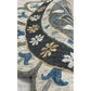 HomeRoots 5' Round Gray Border Floral Medallion Area Rug