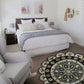 HomeRoots 5' Round Gray Border Floral Medallion Area Rug