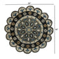 HomeRoots 5' Round Gray Border Floral Medallion Area Rug