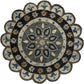 HomeRoots 5' Round Gray Border Floral Medallion Area Rug