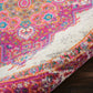 HomeRoots 5’ Round Ivory and Fuchsia Distressed Area Rug