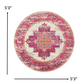 HomeRoots 5’ Round Ivory and Fuchsia Distressed Area Rug