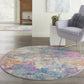 HomeRoots 5' Round Ivory and Multi Abstract Area Rug