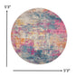 HomeRoots 5' Round Ivory and Multi Abstract Area Rug