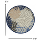 HomeRoots 5’ Round Large Indoor Outdoor Area Rug With Blue Floral Finish