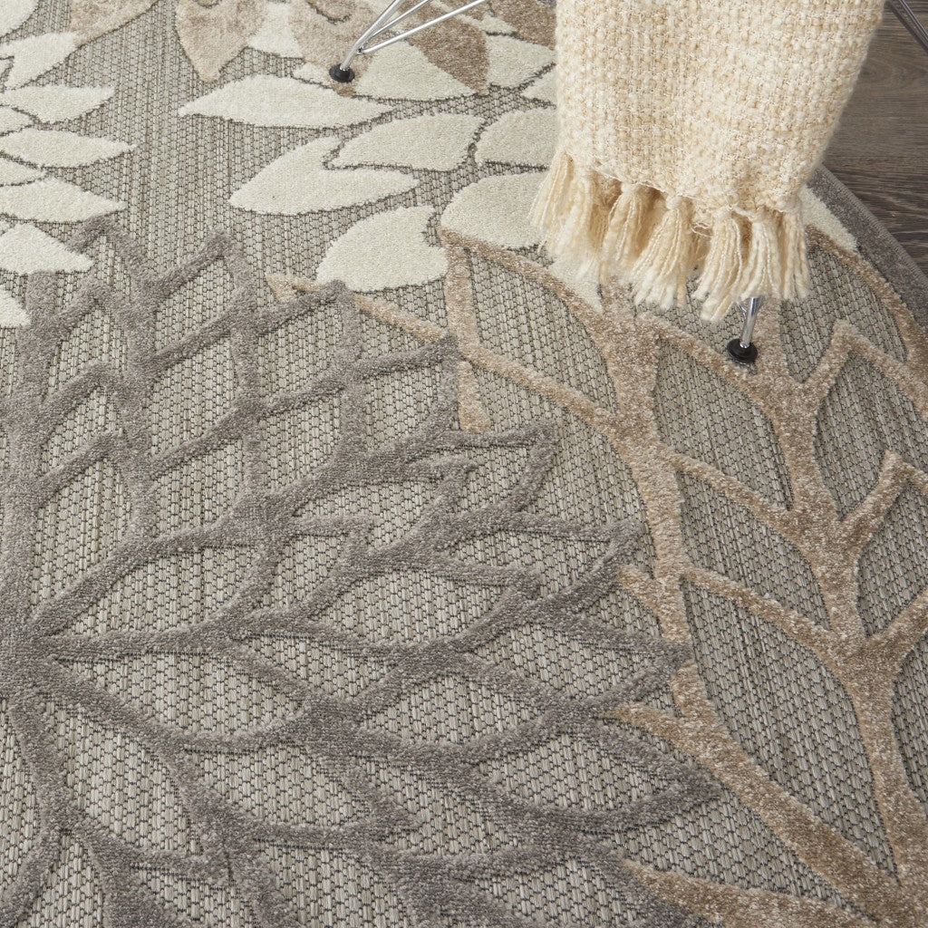 HomeRoots 5’ Round Natural and Gray Indoor Outdoor Area Rug