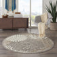 HomeRoots 5’ Round Natural and Gray Indoor Outdoor Area Rug