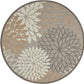 HomeRoots 5’ Round Natural and Gray Indoor Outdoor Area Rug