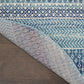 HomeRoots 5' Round Navy Blue Ornate Stripes Area Rug